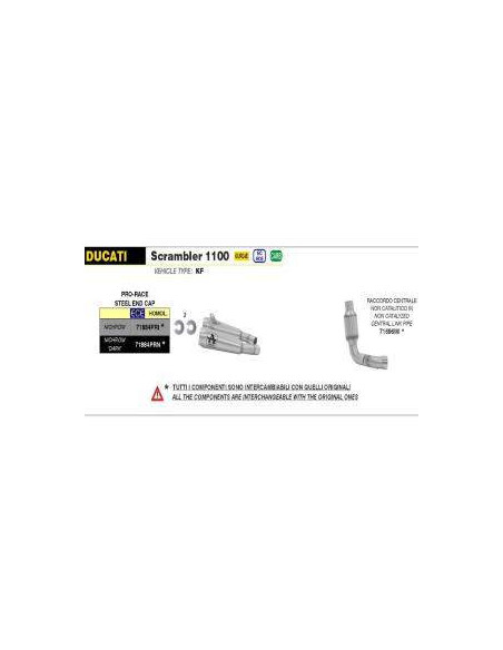 ARROW Racord de union acero Racing Ducati Scrambler 1100 18-20