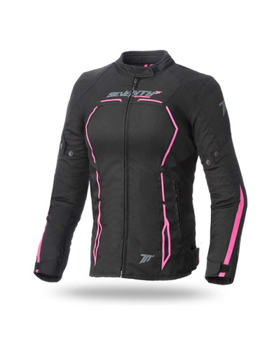 Chaqueta Moto Mujer invierno JR67 negro-rosa