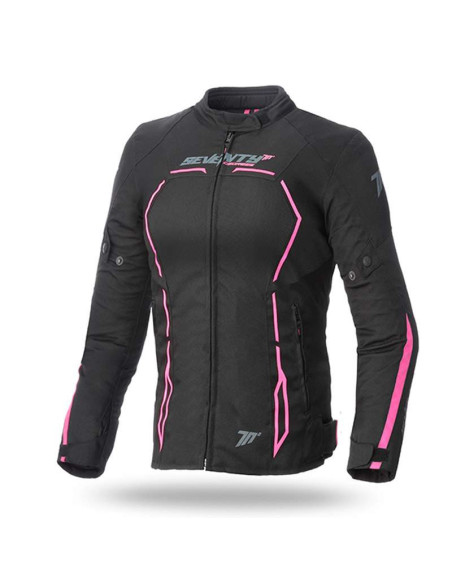 Chaqueta Moto Mujer invierno JR67 negro-rosa