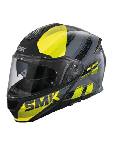 CASCO MODULAR SMK MODELO GULLWING TOURLEADER NEGRO Y AMARILLO DECORADO MATE (MA646)