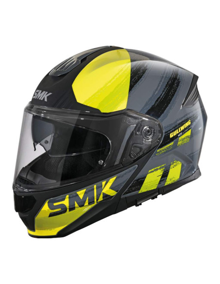 CASCO MODULAR SMK MODELO GULLWING TOURLEADER NEGRO Y AMARILLO DECORADO MATE (MA646)