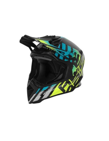 CASCO ACERBIS STEEL CARBON TURQUESA AMARILLO FLUOR Y NEGRO