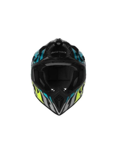 CASCO ACERBIS STEEL CARBON TURQUESA AMARILLO FLUOR Y NEGRO