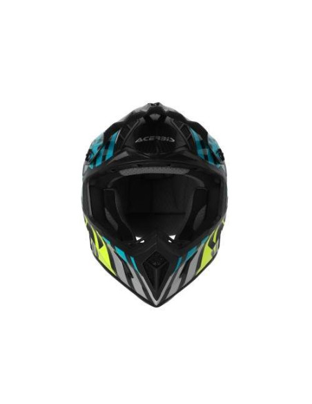 CASCO ACERBIS STEEL CARBON TURQUESA AMARILLO FLUOR Y NEGRO
