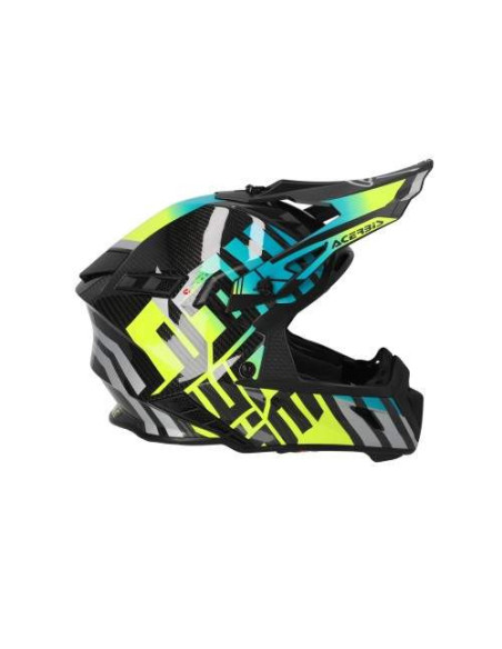 CASCO ACERBIS STEEL CARBON TURQUESA AMARILLO FLUOR Y NEGRO