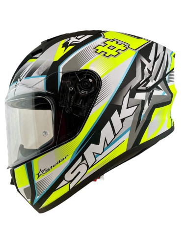 Casco Integral Marca SMK Modelo Stellar UNO Color Blanco Fluor Mate 22.06