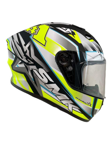 Casco Integral Marca SMK Modelo Stellar UNO Color Blanco Fluor Mate 22.06