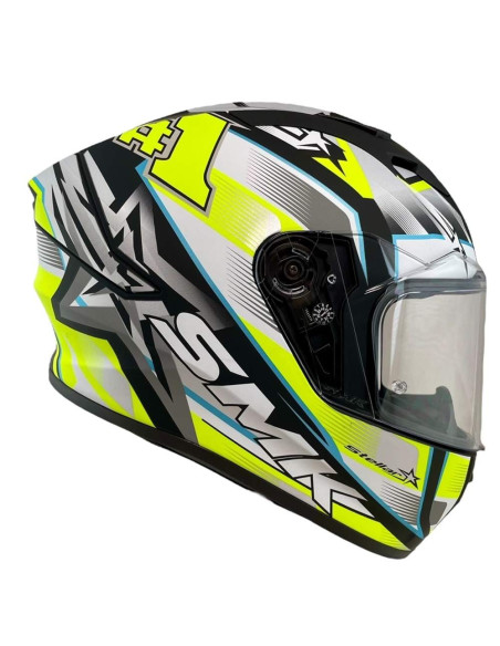 Casco Integral Marca SMK Modelo Stellar UNO Color Blanco Fluor Mate 22.06
