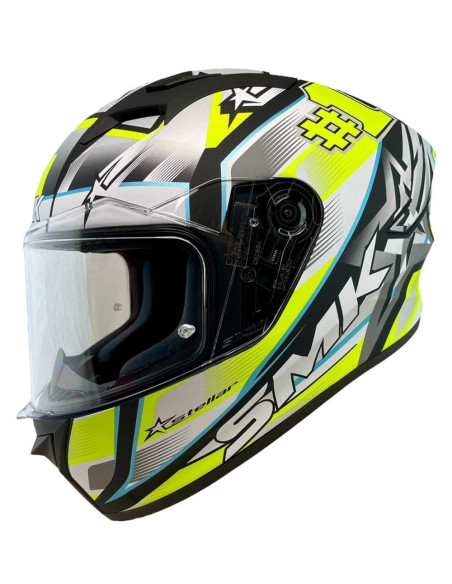 Casco Integral Marca SMK Modelo Stellar UNO Color Blanco Fluor Mate 22.06