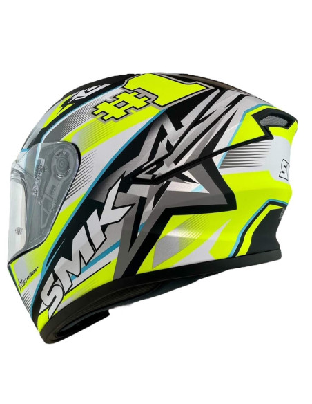Casco Integral Marca SMK Modelo Stellar UNO Color Blanco Fluor Mate 22.06
