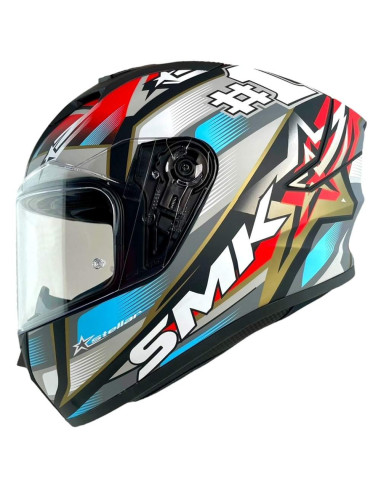 Casco Integral Marca SMK Modelo Stellar UNO Color Rojo Y Gris Mate 22.06