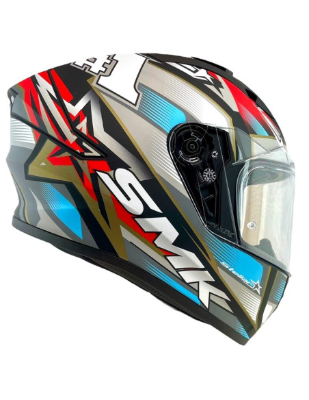 Casco Integral Marca SMK Modelo Stellar UNO Color Rojo Y Gris Mate 22.06