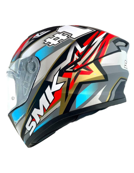 Casco Integral Marca SMK Modelo Stellar UNO Color Rojo Y Gris Mate 22.06