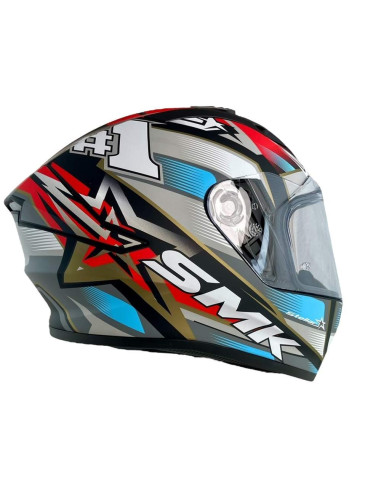 Casco Integral Marca SMK Modelo Stellar UNO Color Rojo Y Gris Mate 22.06