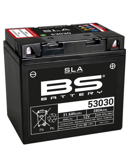 Batería Marca BS BATTERY SLA sin mantenimiento activada en fábrica 53030