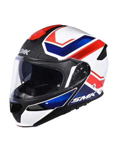 SMK Helmets Casco Modular GULLWING SUPERTOUR Blanco Azul y Rojo Homologación 22.06 con Doble Visor P/J