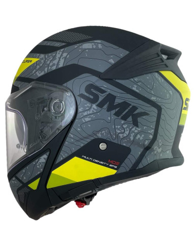 CASCO MODULAR SMK MODELO GULLWING NAVIGATOR NEGRO Y AMARILLO DECORADO MATE (MA264)