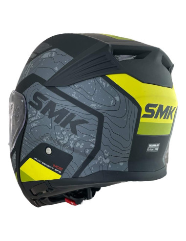 CASCO MODULAR SMK MODELO GULLWING NAVIGATOR NEGRO Y AMARILLO DECORADO MATE (MA264)