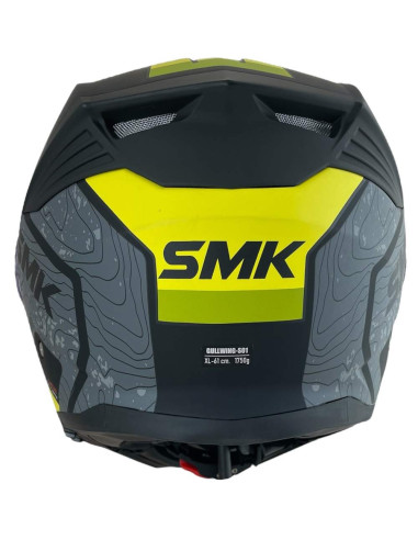 CASCO MODULAR SMK MODELO GULLWING NAVIGATOR NEGRO Y AMARILLO DECORADO MATE (MA264)