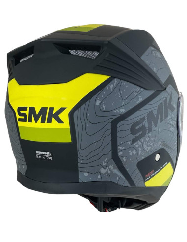 CASCO MODULAR SMK MODELO GULLWING NAVIGATOR NEGRO Y AMARILLO DECORADO MATE (MA264)
