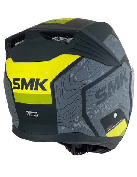 CASCO MODULAR SMK MODELO GULLWING NAVIGATOR NEGRO Y AMARILLO DECORADO MATE (MA264)