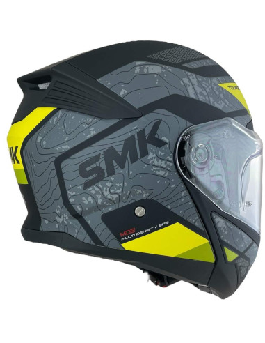 CASCO MODULAR SMK MODELO GULLWING NAVIGATOR NEGRO Y AMARILLO DECORADO MATE (MA264)