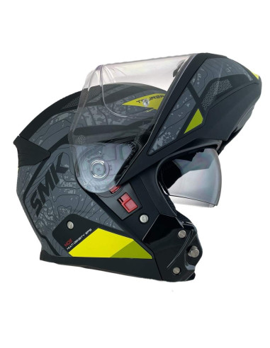 CASCO MODULAR SMK MODELO GULLWING NAVIGATOR NEGRO Y AMARILLO DECORADO MATE (MA264)