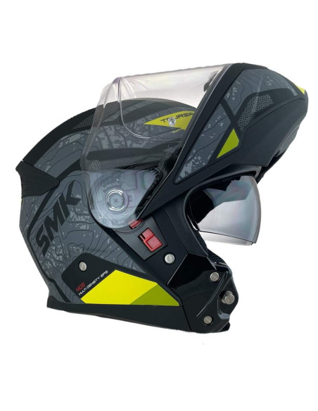 CASCO MODULAR SMK MODELO GULLWING NAVIGATOR NEGRO Y AMARILLO DECORADO MATE (MA264)