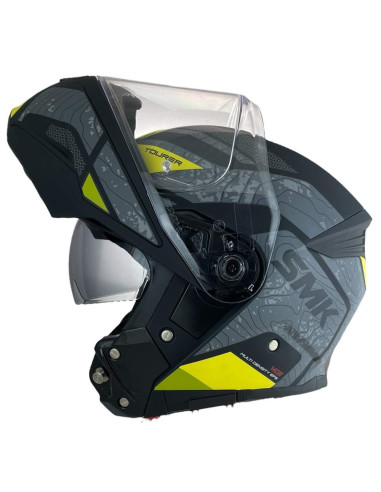 CASCO MODULAR SMK MODELO GULLWING NAVIGATOR NEGRO Y AMARILLO DECORADO MATE (MA264)
