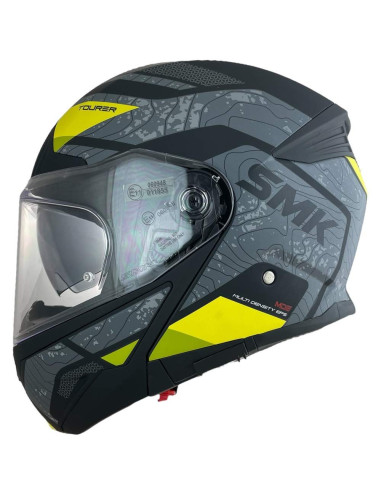 CASCO MODULAR SMK MODELO GULLWING NAVIGATOR NEGRO Y AMARILLO DECORADO MATE (MA264)