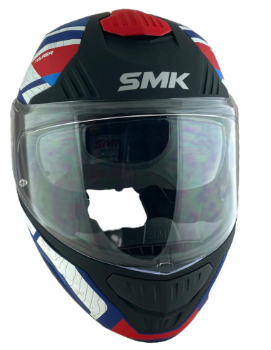 CASCO MODULAR SMK MODELO GULLWING NAVIGATOR AZUL Y ROJO DECORADO MATE (MA513)