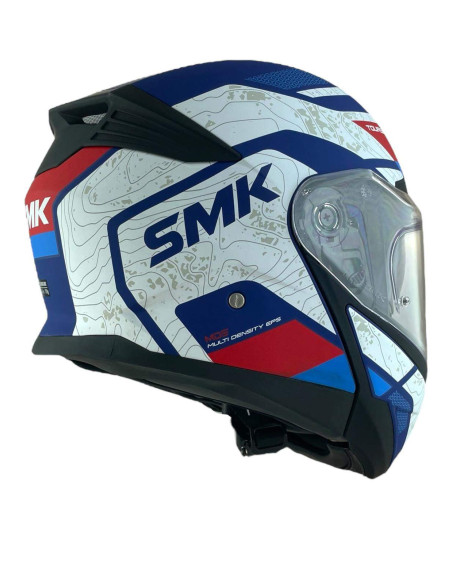 CASCO MODULAR SMK MODELO GULLWING NAVIGATOR AZUL Y ROJO DECORADO MATE (MA513)