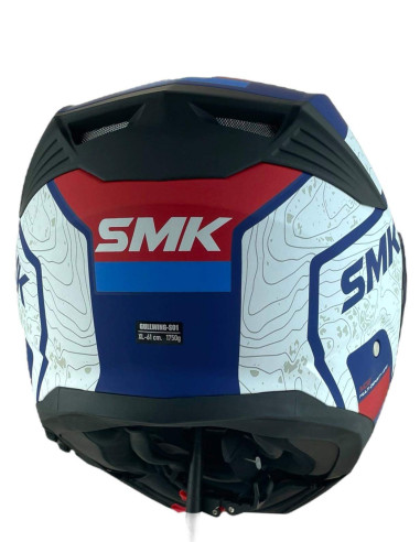 CASCO MODULAR SMK MODELO GULLWING NAVIGATOR AZUL Y ROJO DECORADO MATE (MA513)