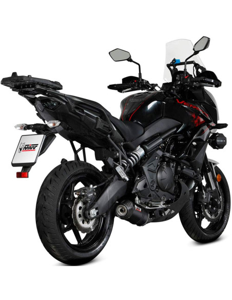 Escape completo Marca Mivv oval negro copa carbono para Kawasaki versys 650 21-23