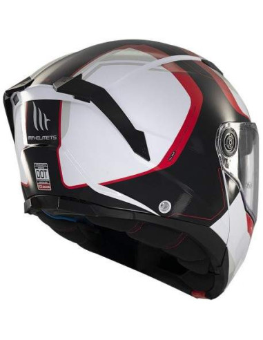 MT HELMETS Casco Modular Atom 2 SV EMALLA B0 Mate Blanco y Rojo Totalmente Homologado