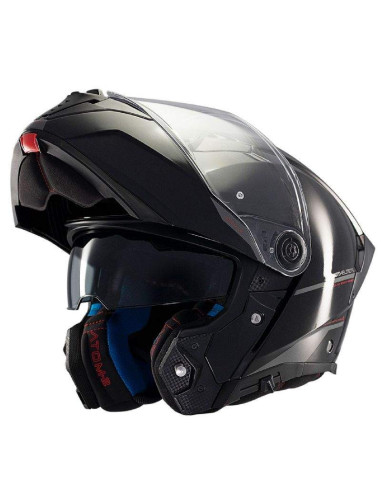 MT HELMETS Casco Modular Atom 2 SV SOLID A1 Negro Brillo Totalmente Homologado