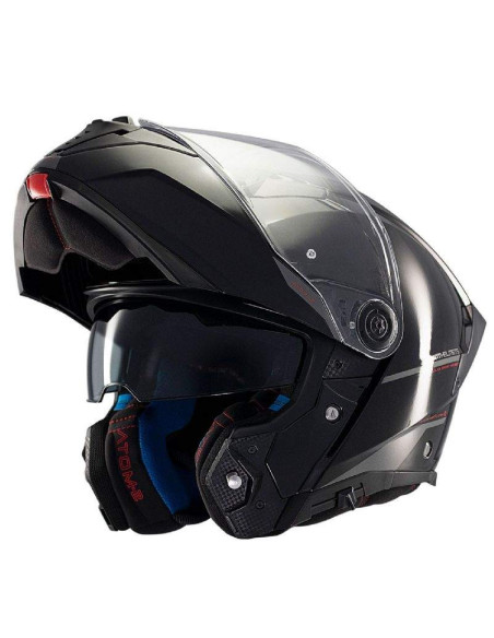 MT HELMETS Casco Modular Atom 2 SV SOLID A1 Negro Brillo Totalmente Homologado