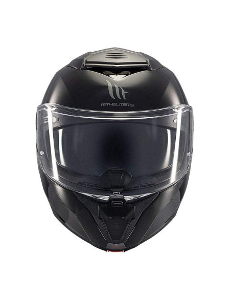 MT HELMETS Casco Modular Atom 2 SV SOLID A1 Negro Brillo Totalmente Homologado