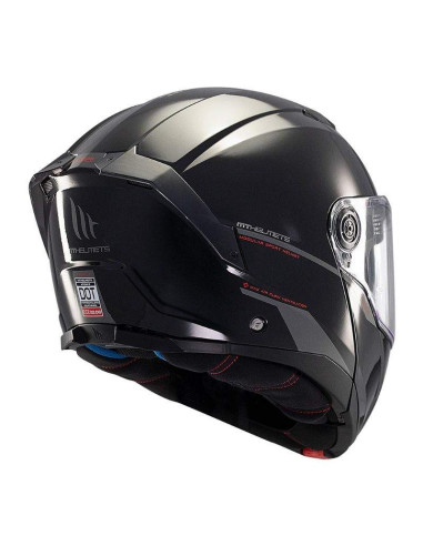 MT HELMETS Casco Modular Atom 2 SV SOLID A1 Negro Brillo Totalmente Homologado