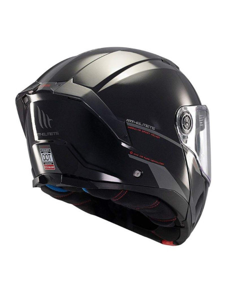 MT HELMETS Casco Modular Atom 2 SV SOLID A1 Negro Brillo Totalmente Homologado