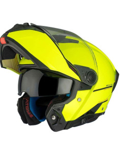 MT HELMETS Casco Modular Atom 2 SV SOLID A3 Amarillo Fluor Brillo Totalmente Homologado