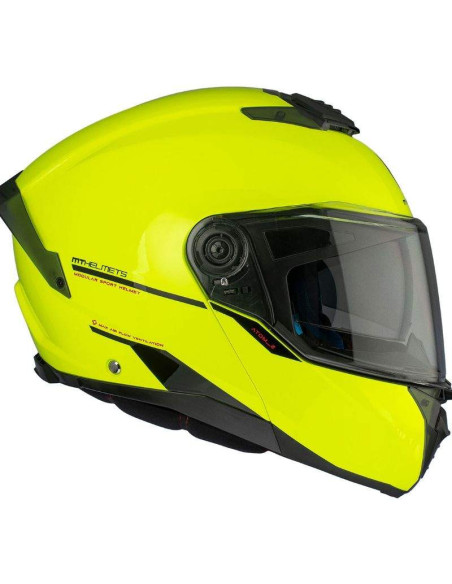 MT HELMETS Casco Modular Atom 2 SV SOLID A3 Amarillo Fluor Brillo Totalmente Homologado