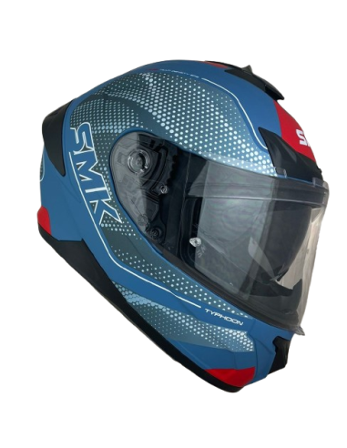 SMK HELMETS Casco Integral Modelo Typhoon Mystic Decorado Mate Azul y Gris Totalmente Homologado