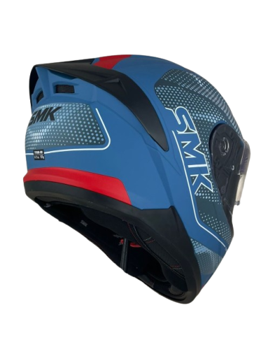 SMK HELMETS Casco Integral Modelo Typhoon Mystic Decorado Mate Azul y Gris Totalmente Homologado
