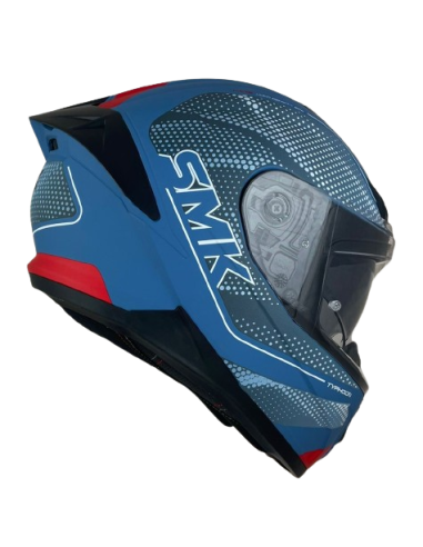 SMK HELMETS Casco Integral Modelo Typhoon Mystic Decorado Mate Azul y Gris Totalmente Homologado