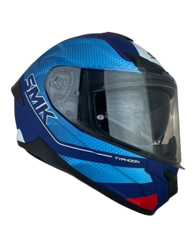 SMK HELMETS Casco Integral Modelo Typhoon Mystic Decorado Mate Azul Totalmente Homologado