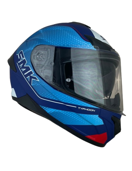 SMK HELMETS Casco Integral Modelo Typhoon Mystic Decorado Mate Azul Totalmente Homologado
