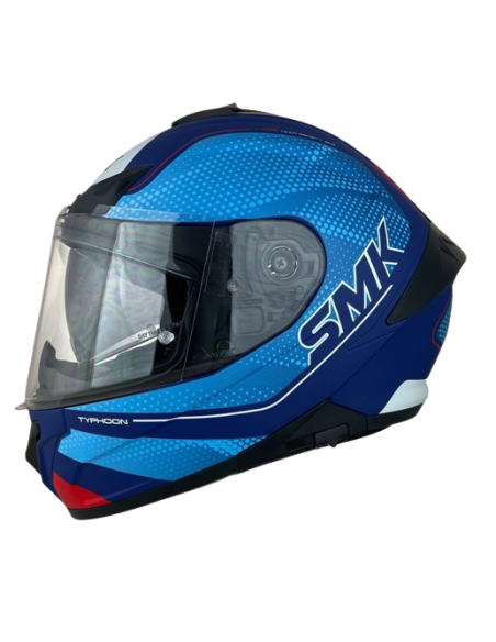 SMK HELMETS Casco Integral Modelo Typhoon Mystic Decorado Mate Azul Totalmente Homologado