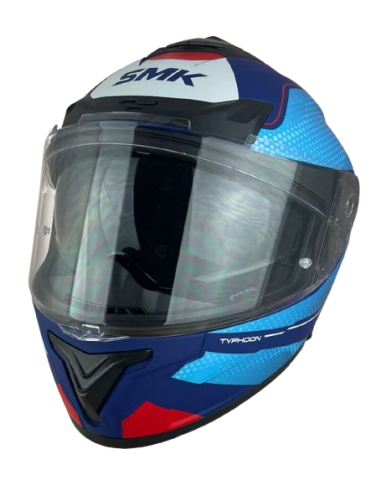 SMK HELMETS Casco Integral Modelo Typhoon Mystic Decorado Mate Azul Totalmente Homologado