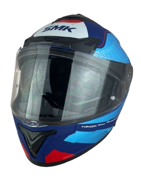SMK HELMETS Casco Integral Modelo Typhoon Mystic Decorado Mate Azul Totalmente Homologado